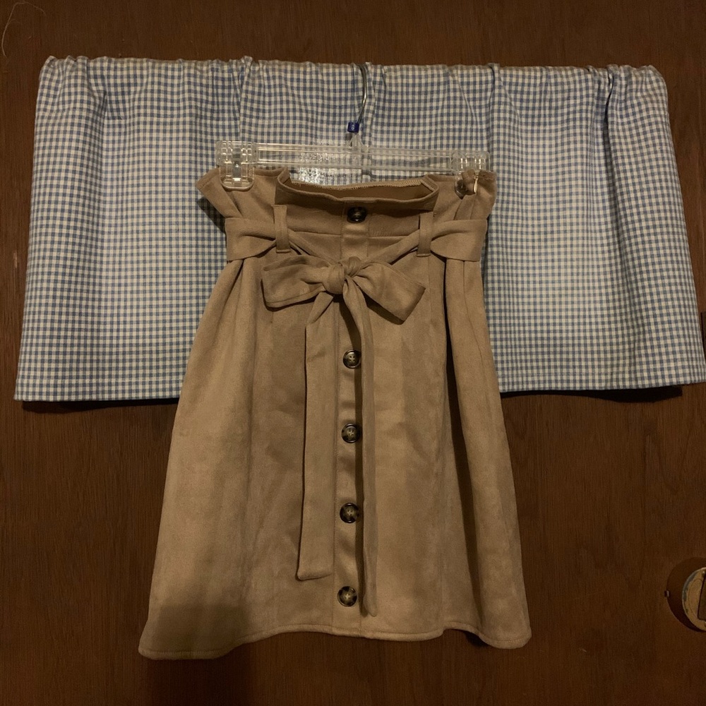 Cute Khaki Belted Miniskirt Size XL New in Bag - Picture 3 of 16